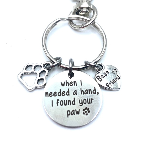 When I Needed A Hand I Found Your Paw Keychain Purse Charm Pet Lovers Gift - Picture 2 of 3
